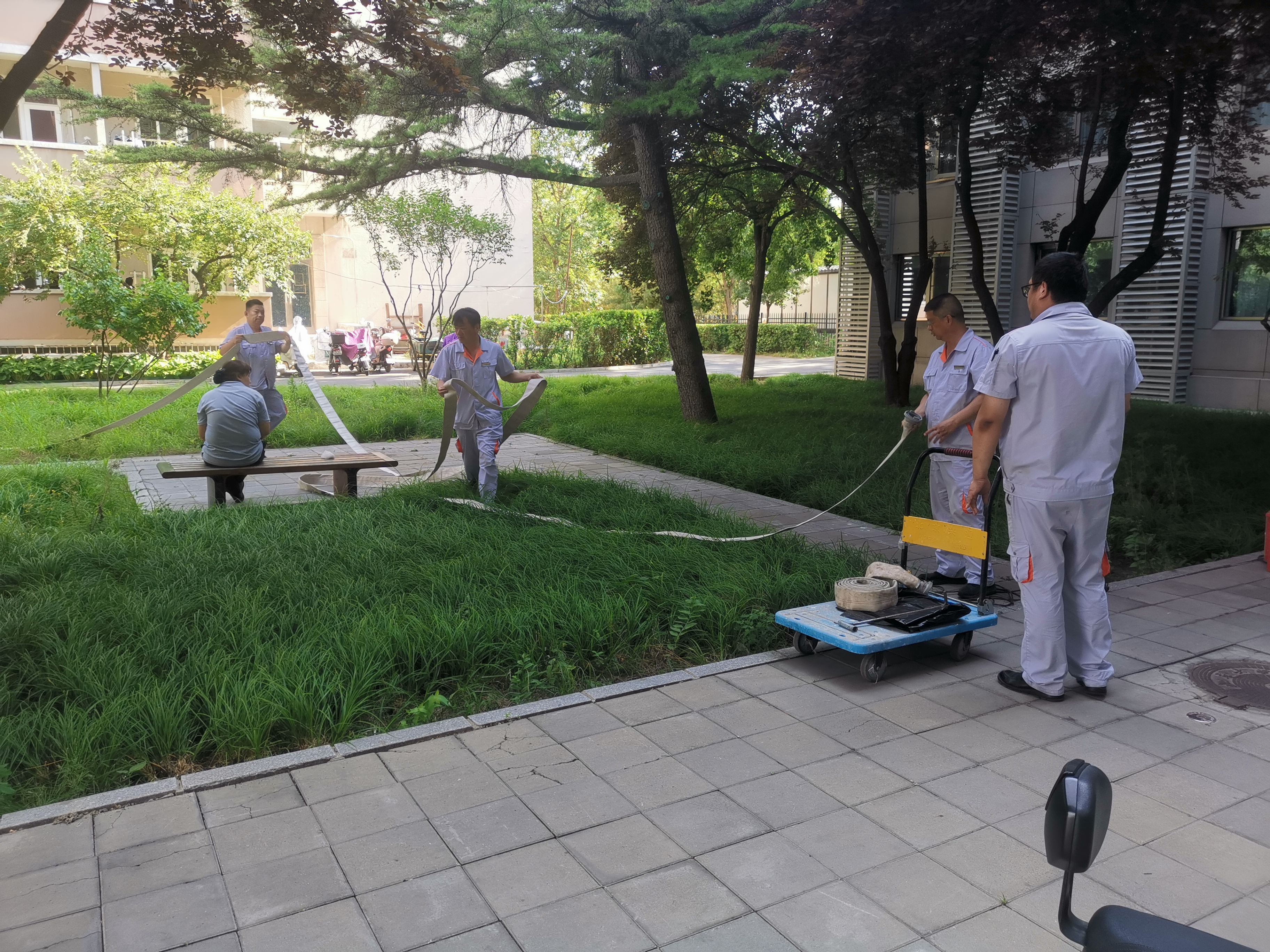 图3 勺园9号楼南侧洼地积水区紧急抽排水.jpg 图3 勺园9号楼南侧洼地积水区紧急抽排水.jpg